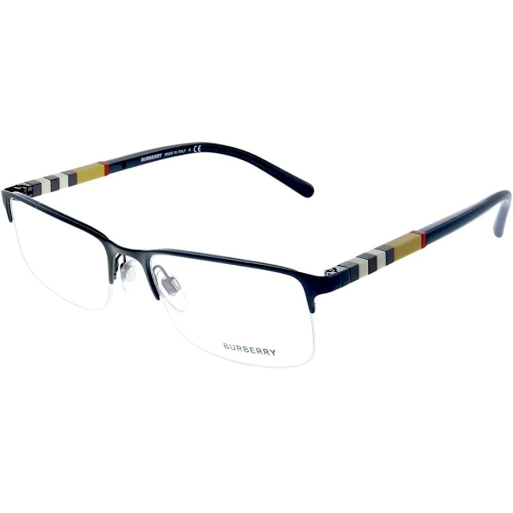 Burberry BE 1282 1001 Black Palladium Metal Semi-Rimless Eyeglasses 55mm (NEW)